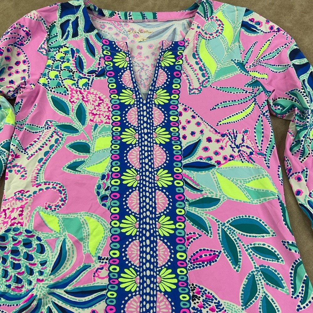 Lilly‎ Pulitzer Nadine UPF 50+ Dress Womens XS Pink Floral Shift Resort Vacation - Picture 7 of 10